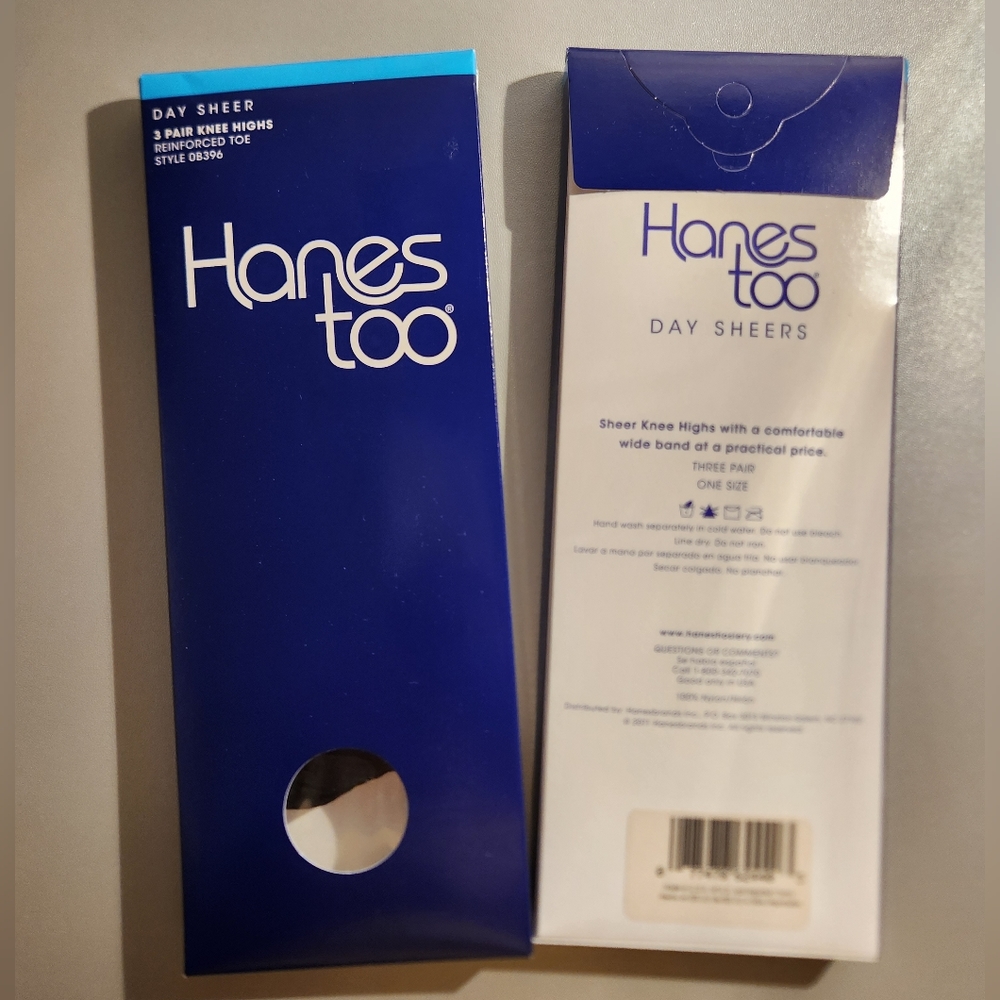 Hanes Too Knee Highs Black Day Sheer Pantyhose New 2 Boxes of 3 OSFM 2/$20